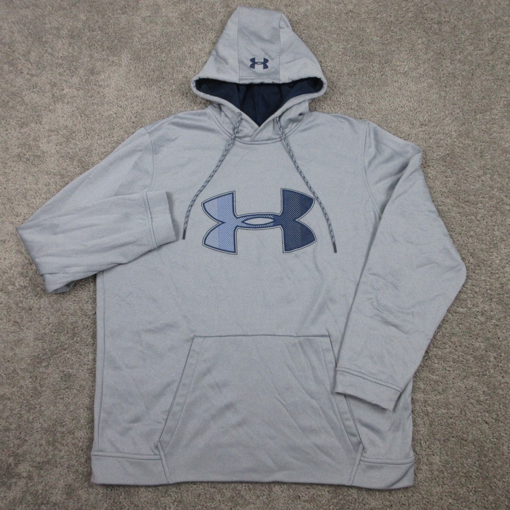 Under Armour Sweater Mens XL Gray ColdGear Fleece Pullover Hoodie Sweatshirt EUC